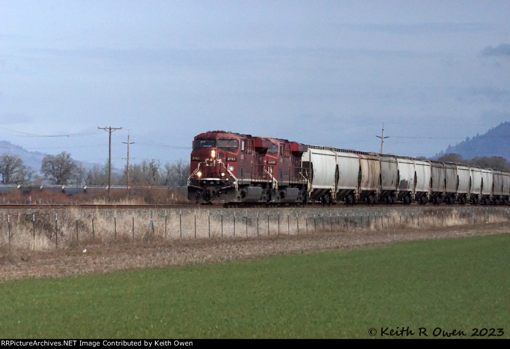 Southbound grain train.